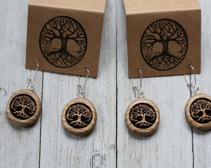 Tree Earrings in Oregon Myrtlewood