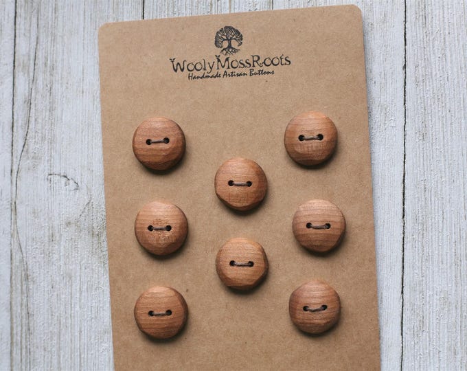 SALE! 8 Rustic Buttons in Cherry Wood