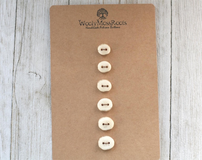 6 Tiny Handmade Buttons in Shed Deer Antler {Cascading Sizes}