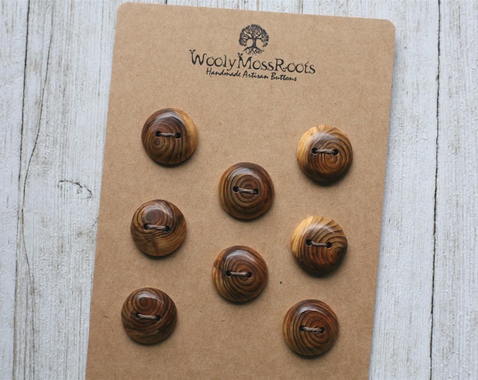8 Handmade Branch Buttons in Oregon Cedar Wood {3/4"}
