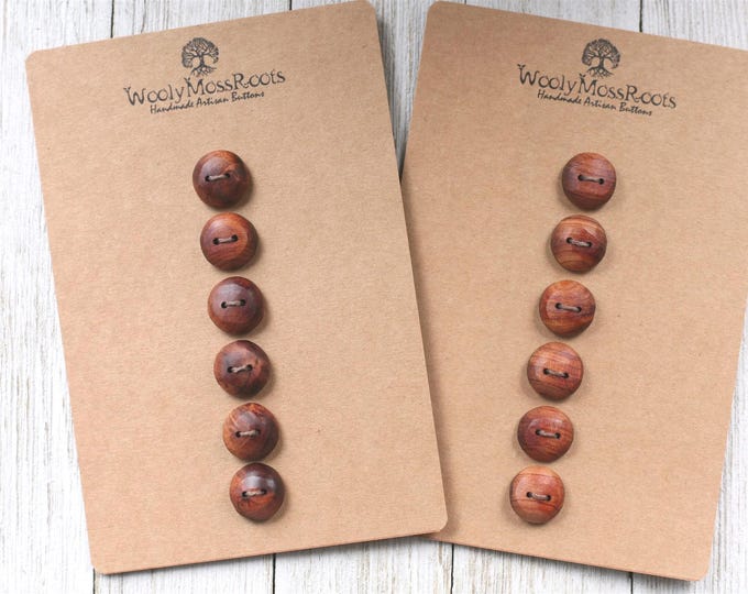 Handmade Buttons: Sets of 6 Rustic Buttons in Red Cedar Wood