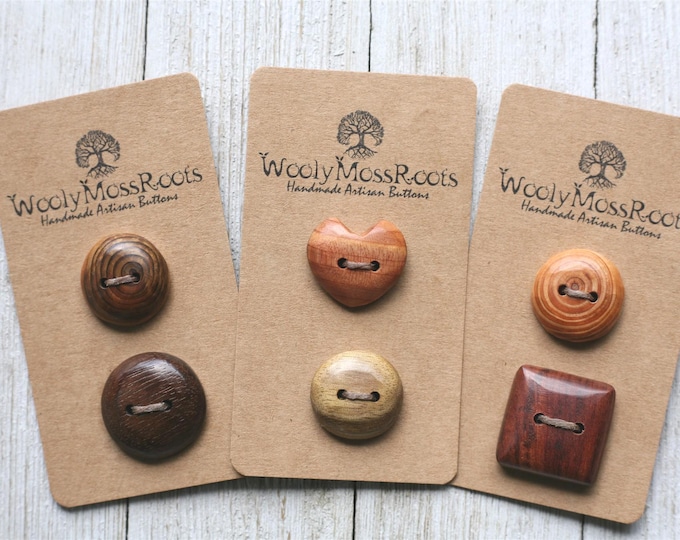 Handmade Button Mix {6 Wooden Buttons}