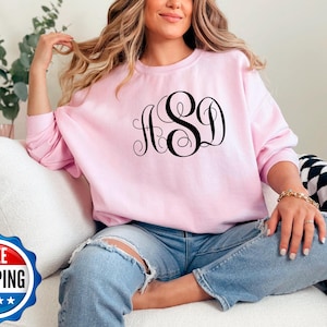 Monogram sweatshirt, Monogrammed crewneck, personalized sweater, gifts for her under 20, Gift Under 20