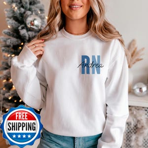Custom Registered Nurse Sweatshirt With Name, Personalized RN Pocket Hoodie, Nurse Life Outfit, Nurse Appreciation Clothing, Cute Nurse Gift