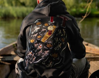 Koi Embroidered Hoodie - Unisex Cotton - Tori Kanji