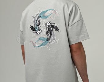 Embroidered T-Shirt Soragoi Koi Fish - 280GSM Heavy Cotton - Unisex
