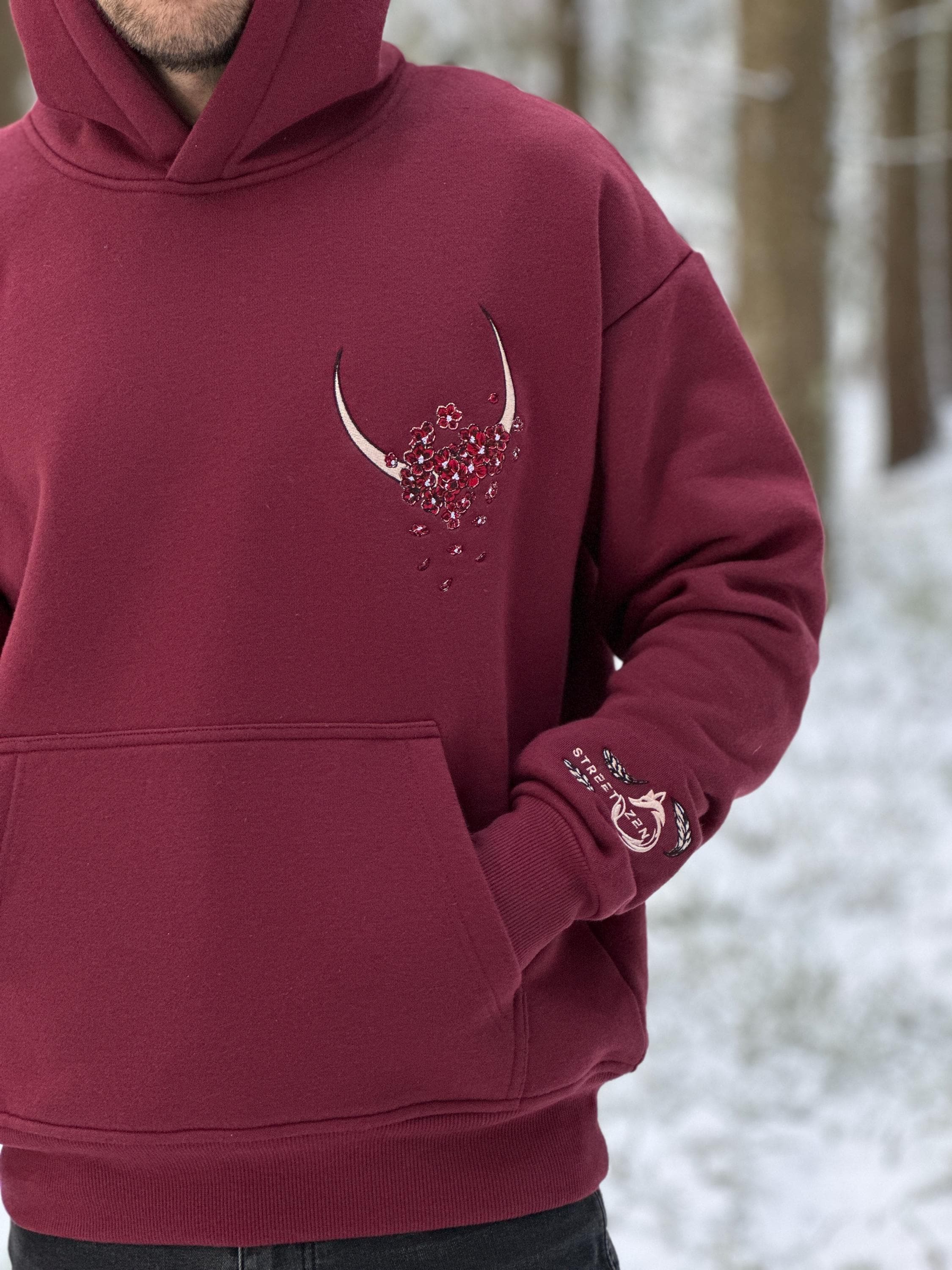 Embroidered Phoenix Hoodie - Golden Phoenix - Unisex Cotton