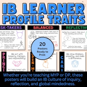 IB-leerlingprofielkenmerkposters | 10 kenmerken van het leerlingprofiel | IB Taal- en Letterkunde Klasinrichting | IB pyp-, myp- en dp-posters