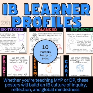 IB Attribute Posters | 10 Learner Profile Traits | IB Language and Literature Classroom Decor | IB myp and dp Classroom Posters