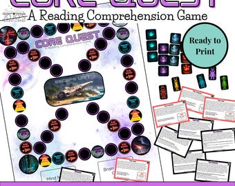 Reading Comprehension Board Game | Middle School ELA Test Prep Games | Reading Tutoring Games | Printable Reading Skills Game
