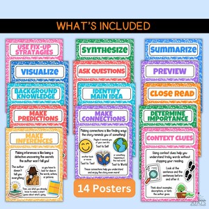 Reading Comprehension Strategies Posters Set | Essential Reading Skills ...