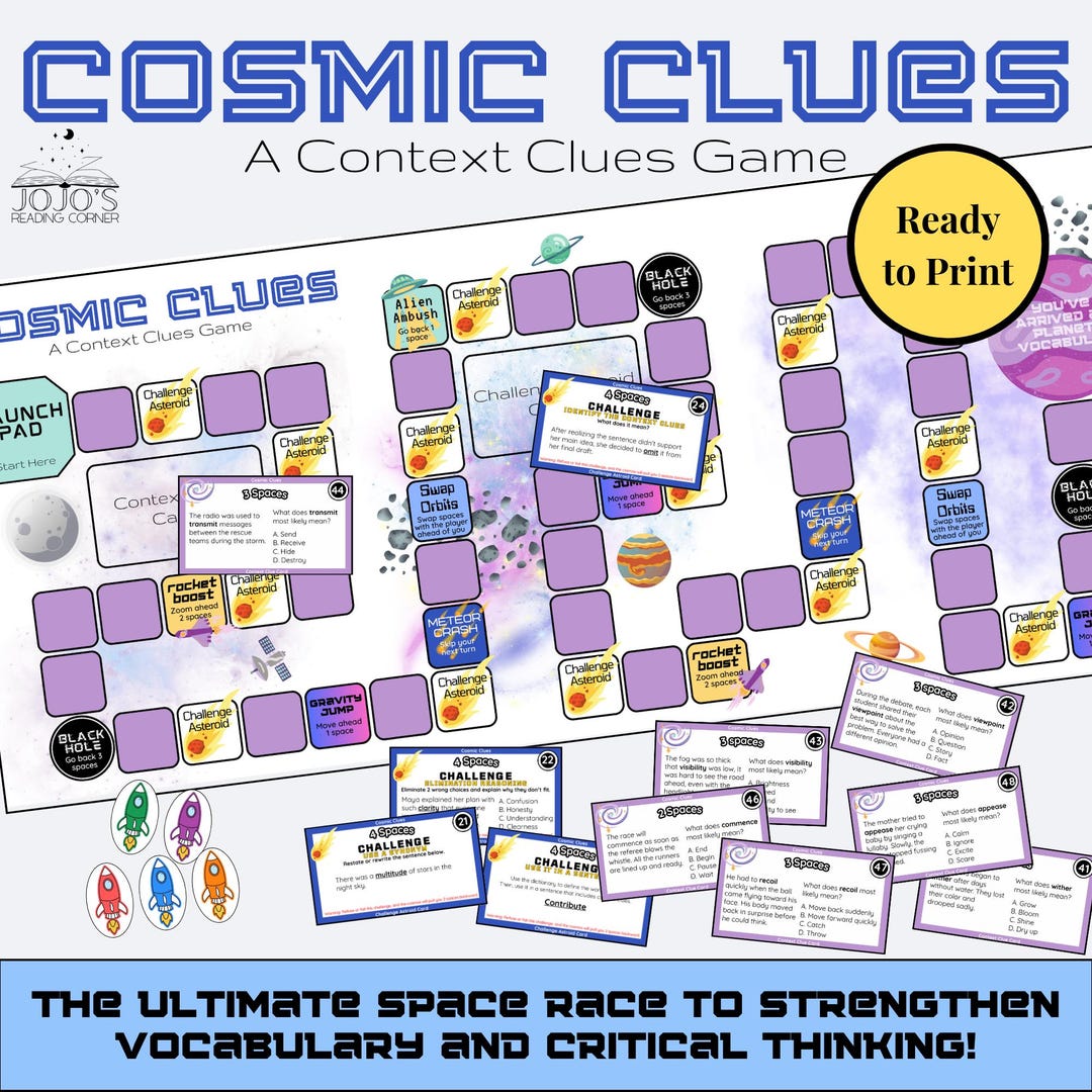 Context Clues Board Game | Middle School ELA Test Prep Games ...