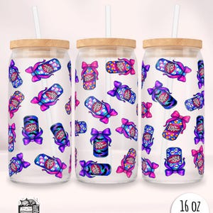 Dr Pepper Coquette Halloween Glass Can Wrap, Cute Dr Pepper 16oz Tumbler Wrap, Cute Halloween Design, Iridescent Halloween, Spooky Season