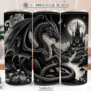 Fantasy Dragon Tumbler Wrap, Romantasy 20oz Skinny, Booktok Sublimation Design, Gift For Reader Seamless Digital Dowload, Castlecore PNG