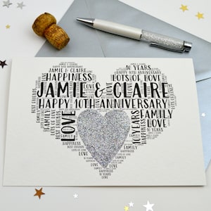 Carte personnalisée 10e anniversaire de mariage
