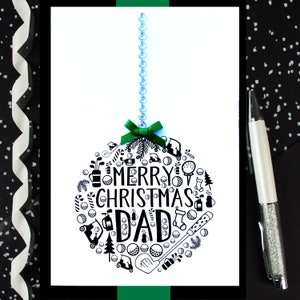 Dad Golf Christmas Bauble Card - cartolina di natale per papà, cartolina di natale golfista, cartolina di natale per golfista, golf card