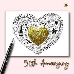 Biglietto per il 50° anniversario – Biglietto per il 50° anniversario per moglie o marito, 50° anniversario per genitori o nonni, è l'anniversario d'oro