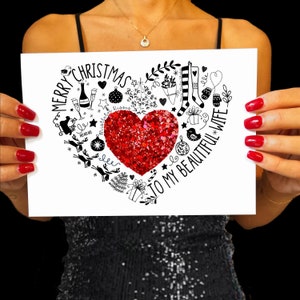 Cartão de Natal com glitter para esposa - Um cartão de Natal muito especial para sua esposa.