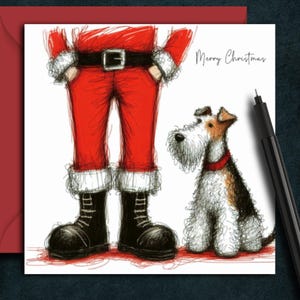 Carte de Noël pour chien WIRE FOX TERRIER (fc) Une carte de Noël pour chaque propriétaire de chien, parent de chien, famille, ami, toiletteur ou promeneur de fox terrier métallique