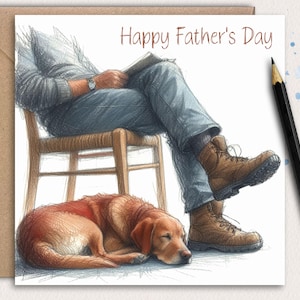 FOX RED LABRADOR Hondenvaderdagkaart (Man'sBestFriend) Een vaderdagkaart voor de hondenvader, de hondenvader van een prachtige vosrode labrador
