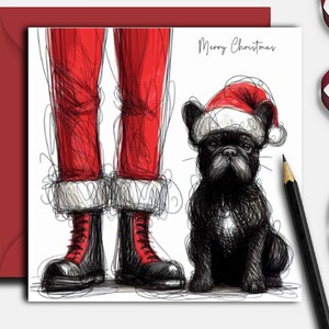 ZWARTE FRANSE BULDOG-kerstkaart. (fc)Een kerstkaart voor elke kleine Frenchie-eigenaar, hondenouder, mama of papa, familie, vriend of trimmer