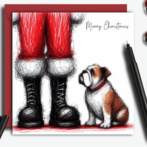 Tarjeta navideña BULLDOG, una tarjeta para todos los que aman a un hermoso bulldog, una tarjeta navideña para regalar a mamás, papás, amigos y familiares.