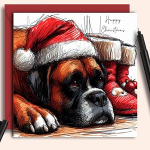 Carte de Noël BOXER DOG, une carte pour tous ceux qui ont un beau chien boxer. Carte pour papa, maman, grands-parents et famille