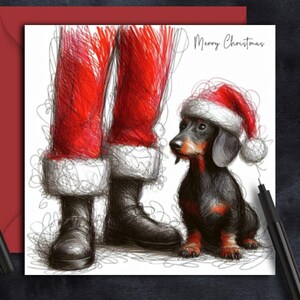 Carte de Noël pour chien Teckel (fc) Une carte de Noël pour chaque propriétaire de teckel à poil lisse, parent de chien, famille, ami ou toiletteur de chien