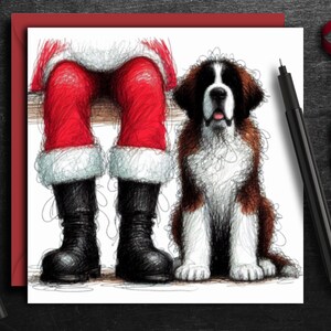 ST. BERNARD DOG-kerstkaart, (fc) een kaart voor iedereen die van een Sint-Bernardus houdt, een kerstkaart om te geven aan mama's, papa's, vrienden en familie