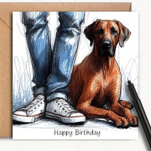 Carte d'anniversaire de chien rhodésien Ridgeback (au repos). Une carte d'anniversaire pour chaque propriétaire de chien Ridgeback, père de chien, famille, ami ou toiletteur de chien