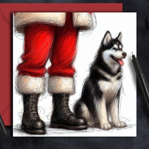 HUSKY DOG (fc) Biglietto di Natale. Un biglietto di Natale per ogni splendido proprietario di Husky, genitore di cane, famiglia, amico o toelettatore di cani.