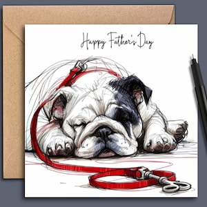 BULLDOG Vaderdagkaart, kaart voor hondenvader, de hondenvader, Vaderdagkaart voor vader die een bulldog heeft, kaart van de hond.
