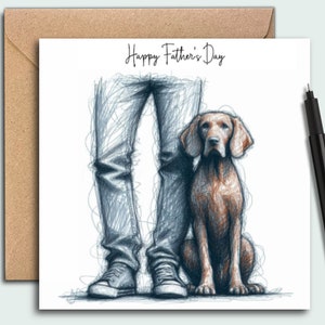 Carte de fête des pères chien VIZLA, carte pour chien papa, le père chien, carte de fête des pères pour papa avec un chien Vizla, carte du chien.