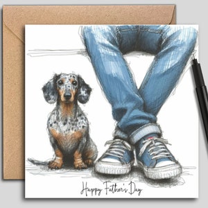 DAPPLE DACHSHUND DOG Vatertagskarte, Karte für Hundepapa, der Hundevater, Vatertagskarte für Papa mit Dackel, Karte vom Hund.