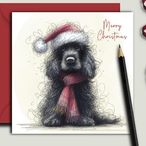 Biglietto di Natale per cane COCKER SPANIEL NERO (cappello) Un biglietto di Natale per una mamma cocker spaniel nero, un papà cane, un amico, un dog walker o un toelettatore per cani