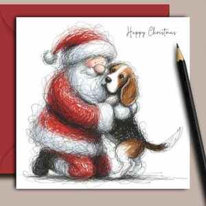 Biglietto di Natale per cani BEAGLE (bighug) biglietto per tutti coloro che amano i cani e i cuccioli Beagle, biglietto perfetto per Natale per mamma, papà e famiglia