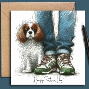 Tarjeta del Día del Padre para el Cavalier King Charles Spaniel (Blenheim Spaniel) Tarjeta del Día del padre para el papá del perro, el padre del perro, el padrastro o el suegro.
