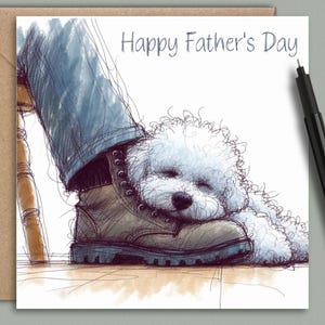 BICHON FRIZE DOG Vaderdagkaart (Man'sBestFriend) Vaderdag Bichon Frisé-kaart voor vader, hondenvader, stiefvader of schoonvader