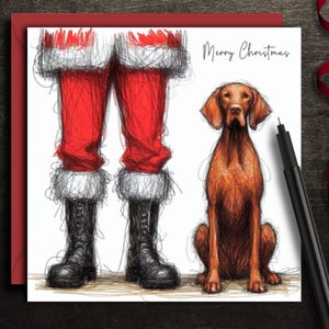 HUNGARIAN VIZSLA Christmas Card, a festive card for every owner, dog dad or dog mum of this lively, playful & russet red gundog, the Vizsla