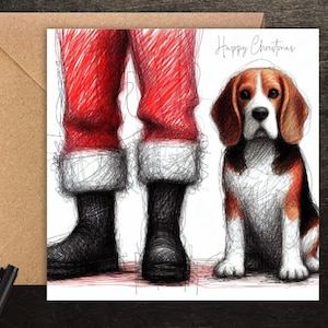 Biglietto di auguri di Natale per cani Beagle, biglietto per tutti coloro che amano i cani Beagle, perfetto da regalare a Natale a mamma, papà, familiari o amici