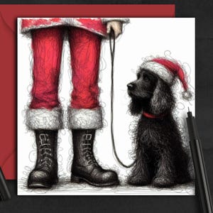 BLACK COCKER SPANIEL hondenkerstkaart.(fc) Een kerstkaart voor een cocker-spaniëlmoeder, hondenvader, vriend, hondenuitlater of hondentrimmer