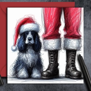 Carte de Noël Blue Roan COCKER SPANIEL CHIEN. Une carte de Noël pour une maman cocker, un papa chien, un ami, un promeneur de chien ou un toiletteur de chien