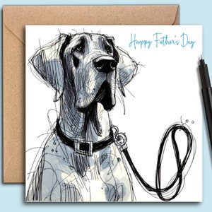 Great dane Dog Vaderdagkaart, kaart voor hondenvader, de hondenvader, Vaderdagkaart voor vader met een Duitse dog, kaart van de hond.