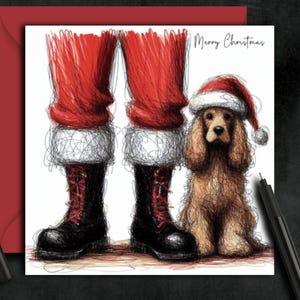 Carte de Noël dorée pour chien COCKER SPANIEL (fc) Une carte de Noël pour une maman, un papa, un ami, un promeneur de chien ou un toiletteur de chien doré