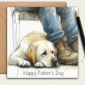 LABRADOR GELE HOND Vaderdagkaart (laarzen) Een kaart voor papa, de vader van een gele labrador. Geef aan vader, echtgenoot, opa of zoon.