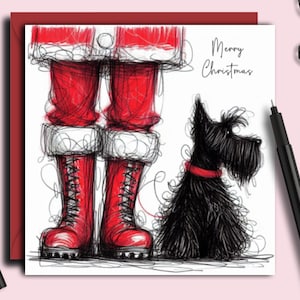 SCOTTISH TERRIER BLACK Dog (fc) Biglietto di Natale. Un biglietto di Natale per ogni proprietario di cane scozzese, genitore di cane, famiglia, amico o toelettatore di cani