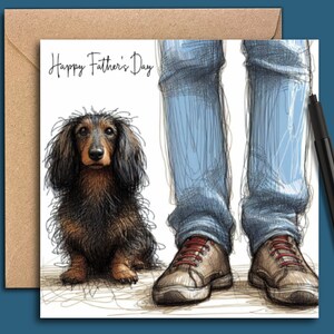 DACKEL Langhaar Vatertags Karte, Karte für Hundepapa, der Hundevater, Vatertagskarte für Papa mit Dackel, Karte vom Hund.
