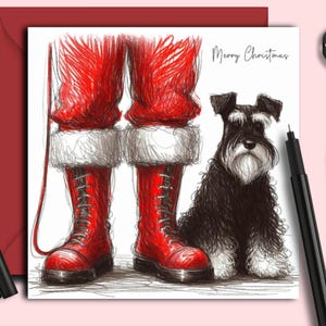 Carte de Noël pour chien schnauzer noir (fc). Une carte de Noël pour chaque propriétaire de chien schnauzer espiègle, parent de chien, famille, ami ou toiletteur de chien