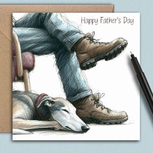 Cartão de Dia dos Pais para um galgo. (Melhor amigo do homem) Um lindo cartão de Dia dos Pais para enviar ao pai, padrasto ou sogro que tem um galgo.