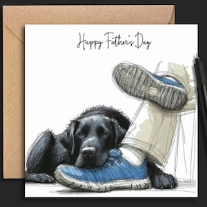 LABRADOR ZWART Hondenvaderdagkaart, kaart voor hondvader, de hondvader, Vaderdagkaart voor vader met een labrador, kaart van de hond.